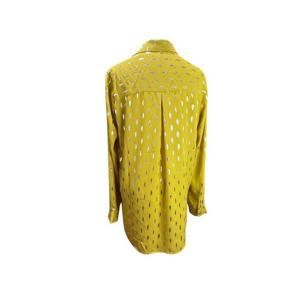 House of Harlow 1960 x Revolve Metallic Button-Down Blouse Yellow Gold Size S - Picture 6 of 10